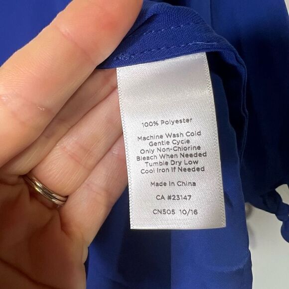 Talbots Royal Cobalt Blue Blouse Tie Wrist Sleeves NWT - Picture 4 of 8